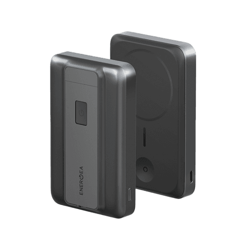 Energea MagPac Pro 35s With MagSafe Compatible Semi Solid State Power Bank With Built-in Cable and Stand 10000mAh - Gunmetal / Black