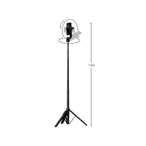 Momax 1-Snap Pole Magnetic Tripod Selfie Stick with Wireless Remote - Black