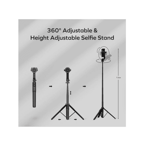 Momax 1-Snap Pole Magnetic Tripod Selfie Stick with Wireless Remote - Black