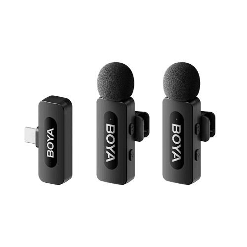 بويا BY-V20 - ميكروفون لاسلكي 2.4GHz لأجهزة يو اس بي -سي (2TX+1RX) - أسود