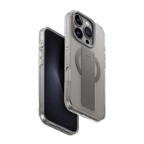 Uniq Hybrid Heldro Max MagSafe Case with Camera Stand for iPhone 16 Pro Max – Lucent Clear
