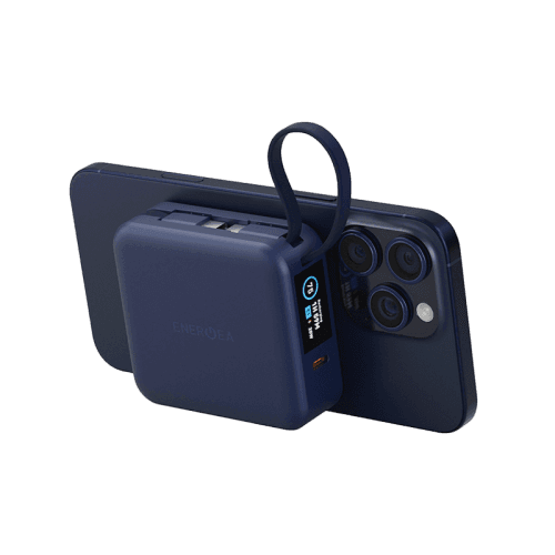 Energea Magpac Mini Plus Wireless Power Bank 10000mAh With Build in USB-C Cable & Display - Blue