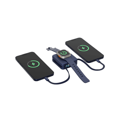Energea Magpac Mini Plus Wireless Power Bank 10000mAh With Build in USB-C Cable & Display - Blue