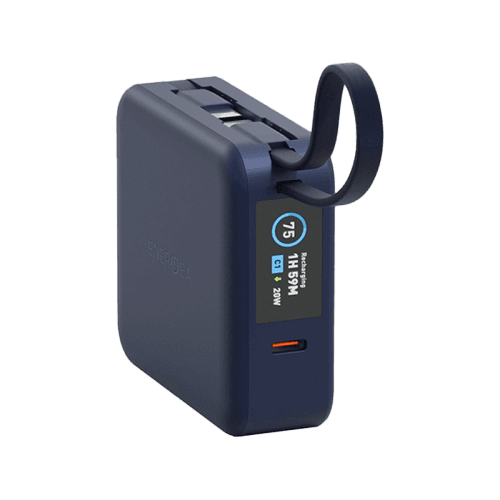 Energea Magpac Mini Plus Wireless Power Bank 10000mAh With Build in USB-C Cable & Display - Blue