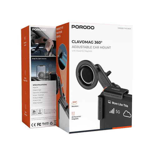 Porodo 360° Adjustable Magsafe Car Screen Mount - Black