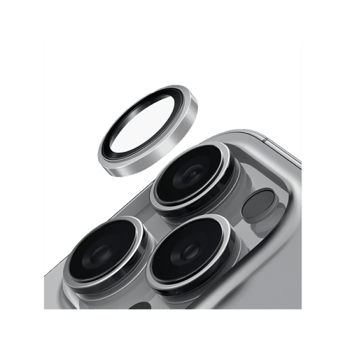 Uniq Optix Prime Stainless Steel Frame Sapphire Camera Lens Protector for iPhone 16 Pro & 16 Pro Max – Sonic Silver