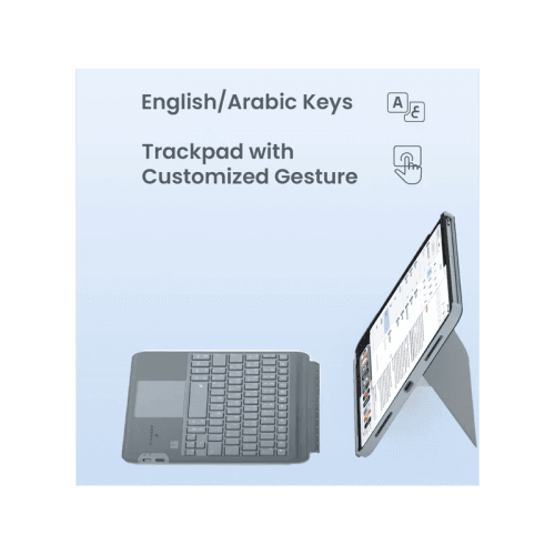 Smart Premium Wireless Backlit Keyboard (English / Arabic) With Trackpad for iPad Air 13" M2 6th Gen - Black