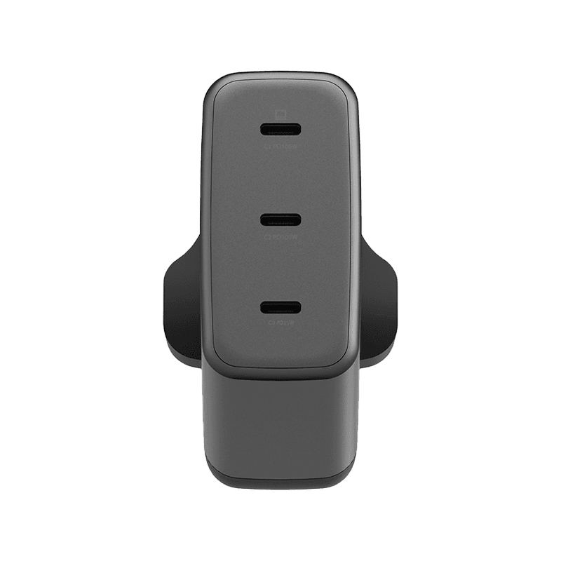 Energea Ampcharge 3-Port USB-C  100W GaN Wall Charger - Gunmetal