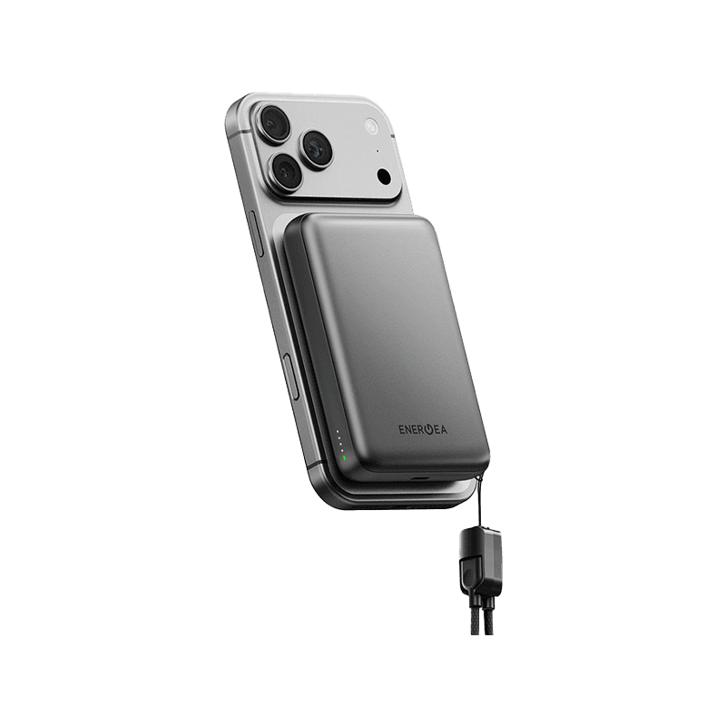 Energea Magpac Loop 10K Magsafe Compatible Power Bank With USB-C Cable Strap 10000mAh - Gunmetal