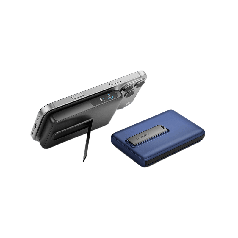 Energea Magpac Ultra Qi2 Magsafe Compatible Power Bank With Built-in Cable and Stand PD 35W 10000mAh - Gunmetal