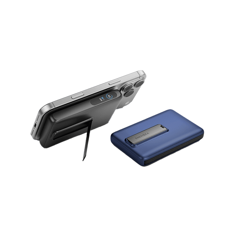 Energea Magpac Ultra Qi2 Magsafe Compatible Power Bank With Built-in Cable and Stand PD 35W 10000mAh - Indigo Blue