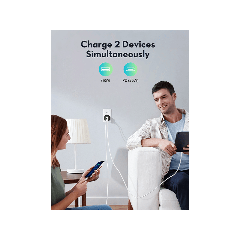 RavPower 1-Port USB-C and 1-Port USB-A PD 45W GaN Wall Charger - Black
