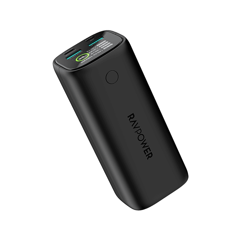 RavPower  2-Port USB-C and 2-Port USB-A PD 100W 20000mAh Digital Display Power Bank - Black