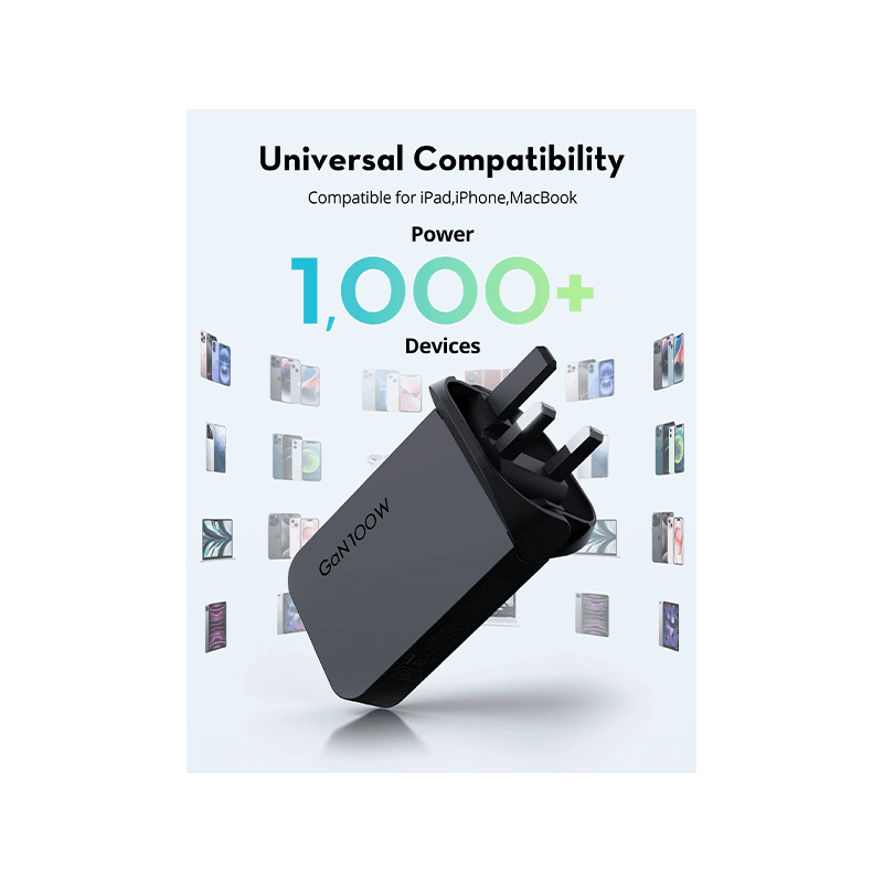RavPower 2-Port USB-C PD 100W GaN Wall Charger - Black