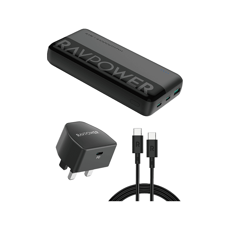 RavPower 3 In 1 Combo (USB-C Wall Charger + USB-C to USB-C Cable + 20000mAh Power Bank)