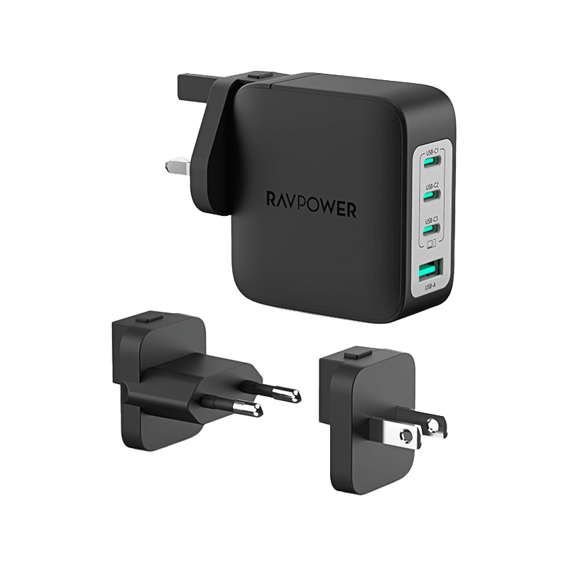 RavPower 3-Port USB-C and 1-Port USB-A PD140W Wall Charger - Black