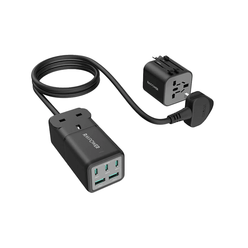RavPower 3-Port USB-C and 2-Port USB-A 1 AC Socket 75W Desk Charger - Black