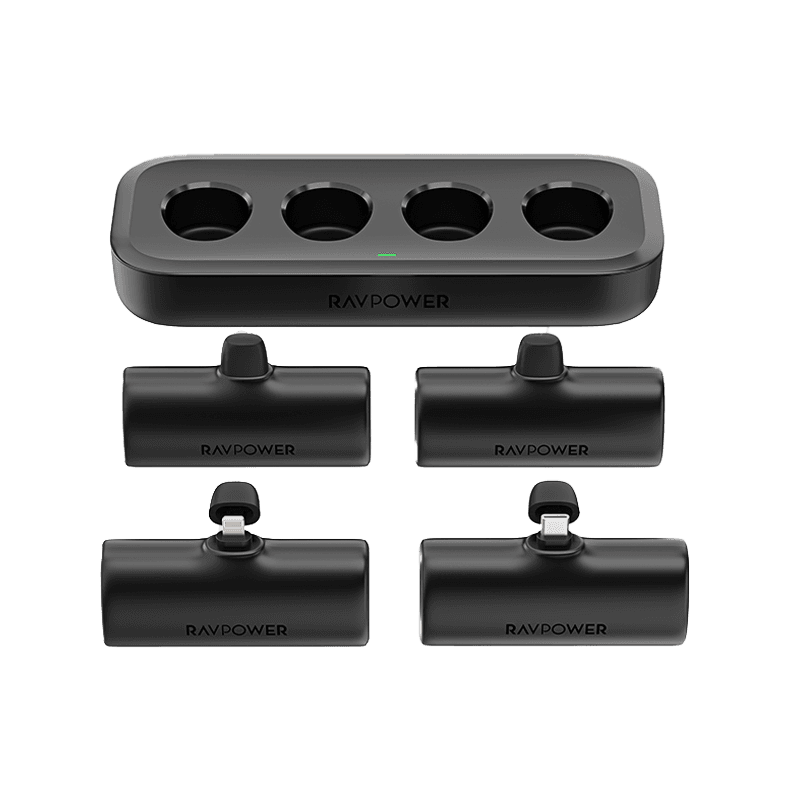 RavPower 4 in 1 (2 USB-C + 2 Lightning) 5000mAh Power Bank Station - Black