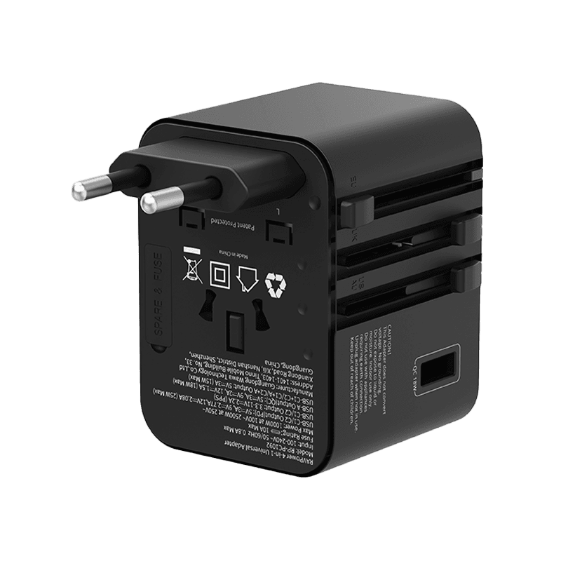 RavPower 4-in-1 3-Port PD GaN 25W Travel Adapter - Black