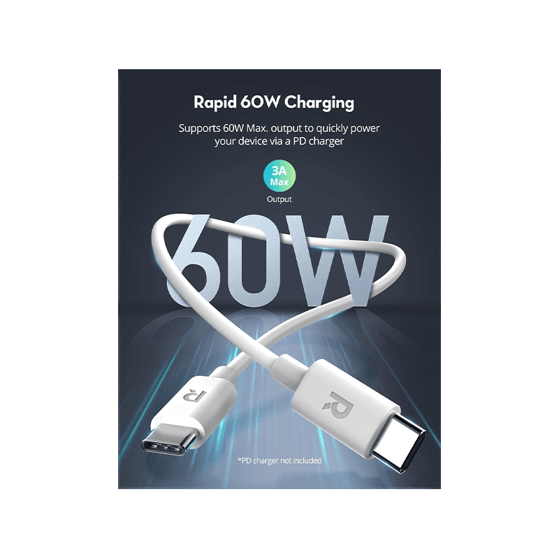 RavPower 60W USB-C to USB-C Cable 1M - Black