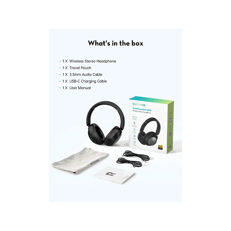 RavPower ANC Bluetooth Headphone - Black