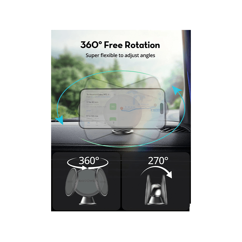 RavPower Magnetic Car Phone Mount - Black