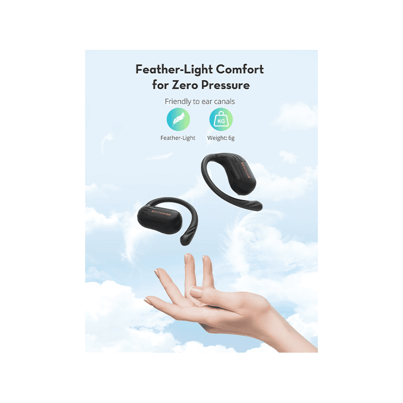 RavPower Open-Ear True Wireless Earbuds - Black