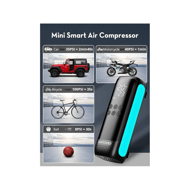 RavPower Smart Car Tire Inflator - Black