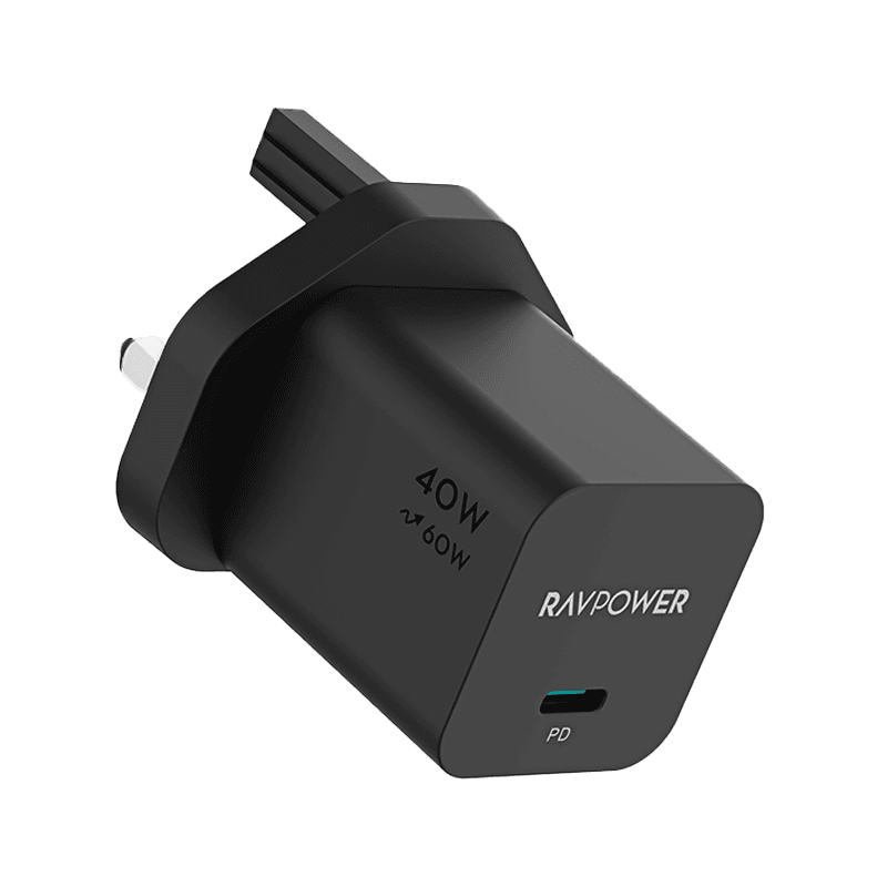 RavPower USB-C PD 40W GaN Wall Charger With 60W Max - Black