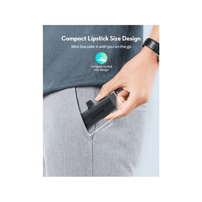RavpPower USB-C 12W 5000mAh PowerBank - Black