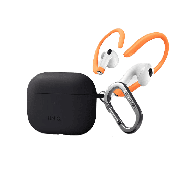 Uniq Nexo Silicone Hang Case With Sports Ear Hooks for Airpods 3 - Charcoal Grey