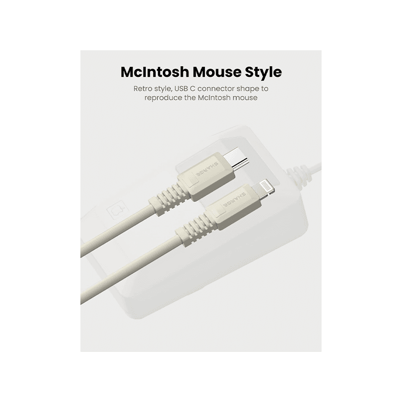 Sharge Retro USB-C to Lightning 480Mbps 20W Cable 1.2M - White