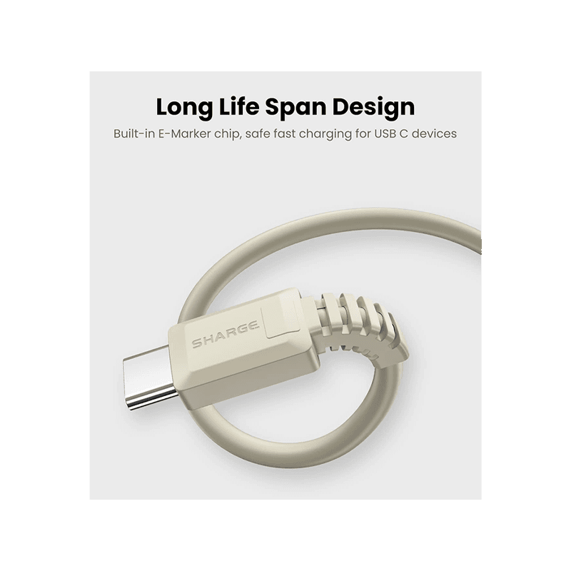 Sharge Retro USB-C to USB-C 480Mbps 100W Cable 1.2M - White