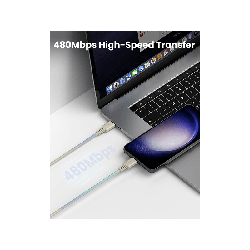 Sharge Retro USB-C to USB-C 480Mbps 100W Cable 1.2M - White