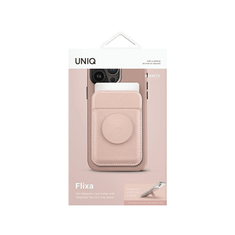 Uniq Flixa Magnetic Pop-Out Card Holder With Grip-Stand - Blush Pink