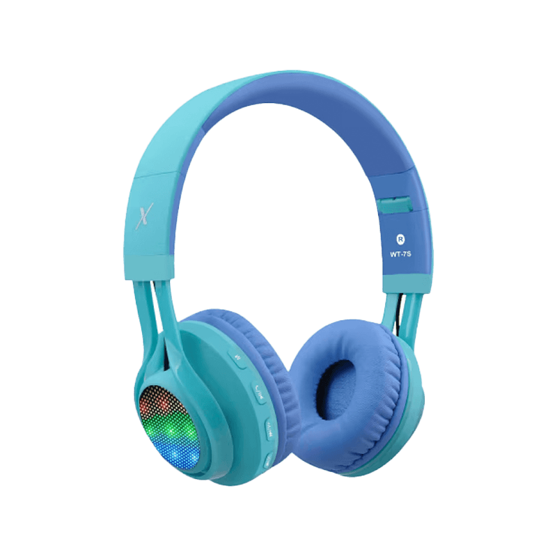 Riwbox Wireless Headphones With LED for Kids - Blue / Green