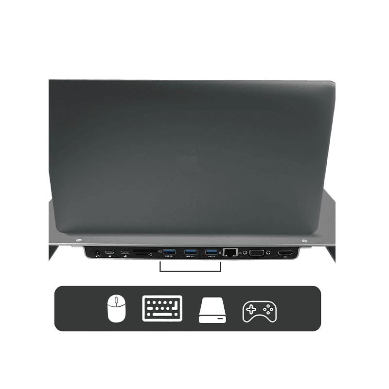 Swissten Dock Aluminium Laptop Stand With USB-C Hub - Silver