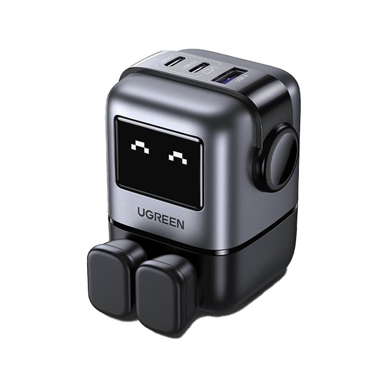 Ugreen Nexode 2-Port USB-C and 1-Port USB-A 65W GaN Wall Charger With LED Display - Grey