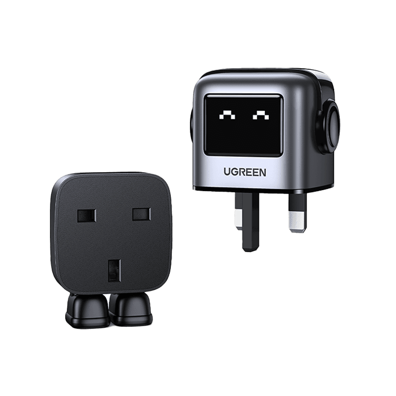 Ugreen Nexode 2-Port USB-C and 1-Port USB-A 65W GaN Wall Charger With LED Display - Grey
