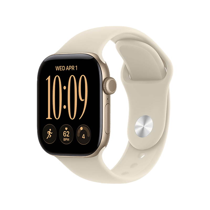 Apple Watch Series 12 GPS 46 mm Light Gold Aluminium Case with Sand Sport Band - M/L