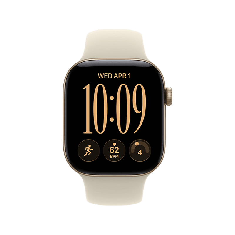 Apple Watch Series 12 GPS 46mm Light Gold Aluminium Case with Sand Sport Band - S/M