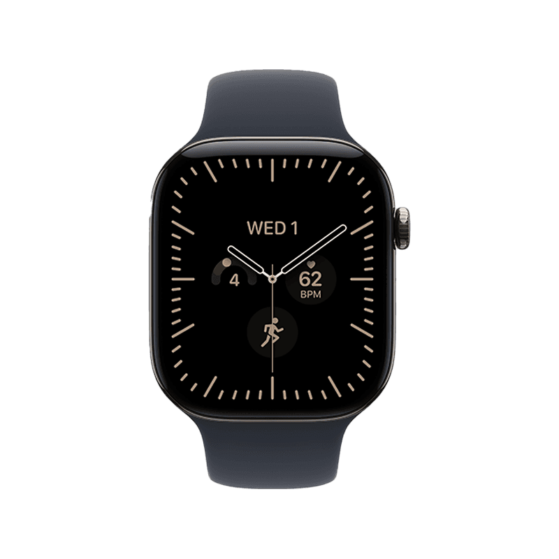 Apple Watch Series 12 GPS + Cellular 46mm Natural Titanium Case with Navy Blue Sport Band - M/L