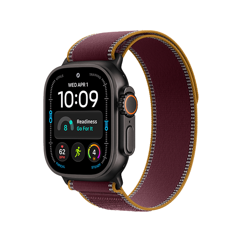 Apple Watch Ultra 4 GPS + Cellular 49mm Black Titanium Case with Burgundy Trail Loop - M/L