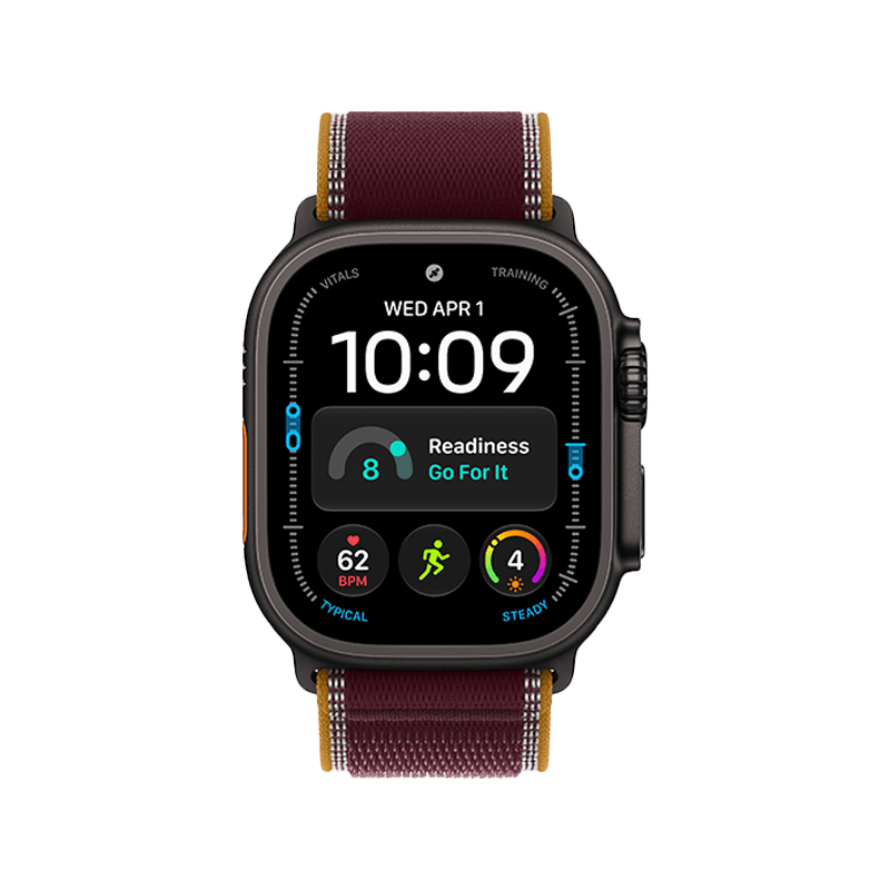 Apple Watch Ultra 4 GPS + Cellular 49mm Black Titanium Case with Burgundy Trail Loop - S/M