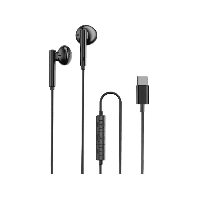 RavPower Stereo Wired Earphone With USB-C Connector - Black