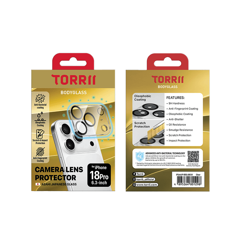 Torrii BodyGlass Clear Glass Camera Lens Protector for iPhone 18 Pro