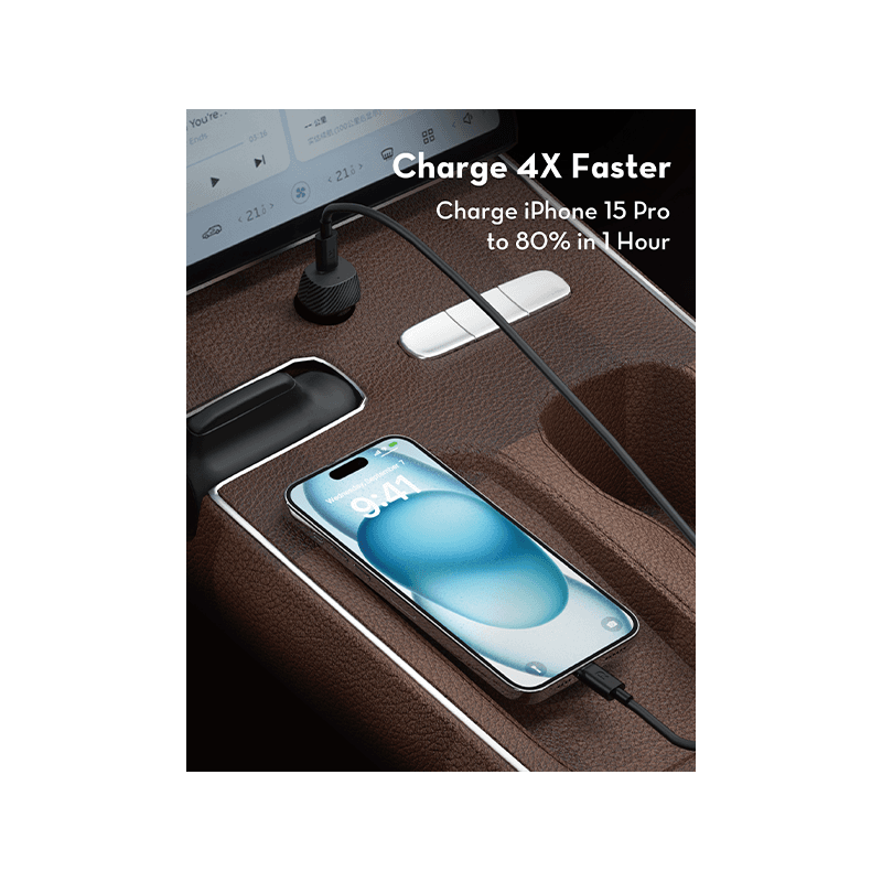 RavPower USB-C 20W Car Charger + 60W USB-C to USB-C Cable 1M - Black