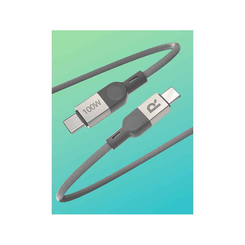 RavPower 100W USB-C to USB-C Mag Wire & Nylon Cable 1.2m - Grey