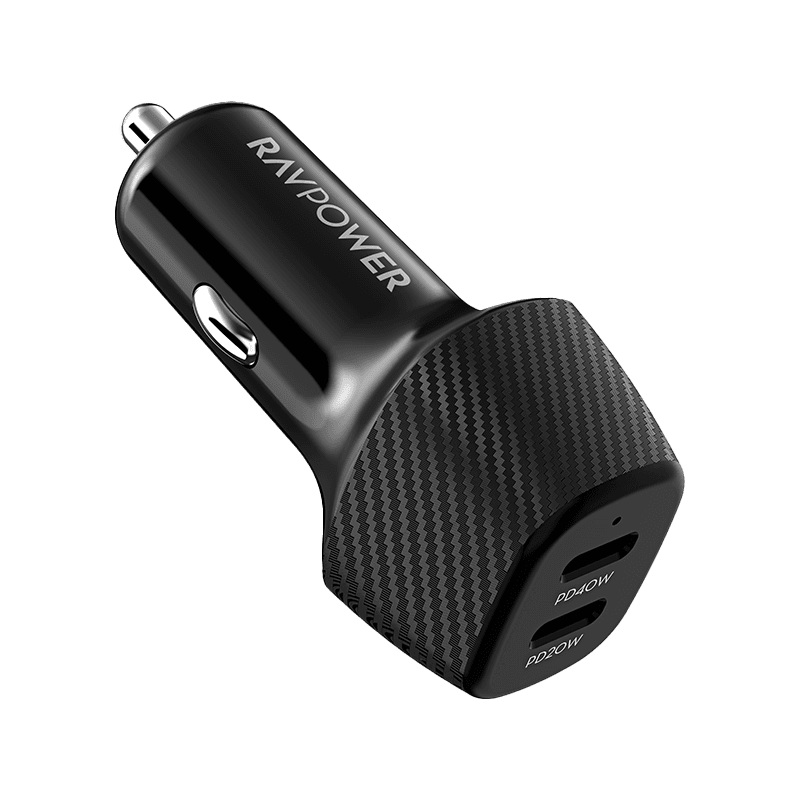 RavPower 2 - Port USB-C 60W Car Charger - Black