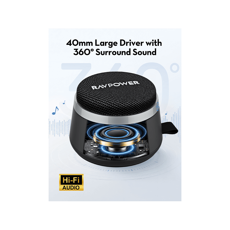 RavPower 5W Magnetic Bluetooth Speaker - Black